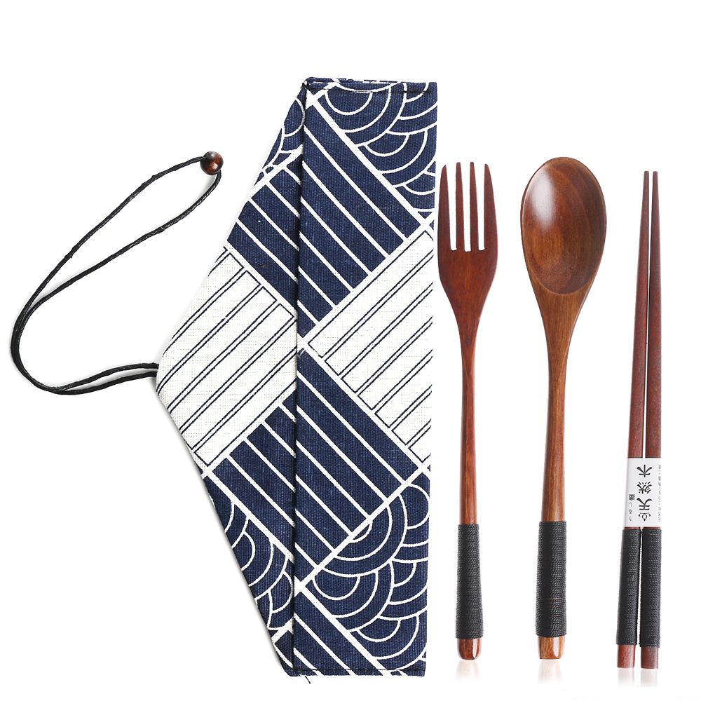 Bamboo Cutlery Travel - Styl japoński zestaw sztućców przenośny drewniany