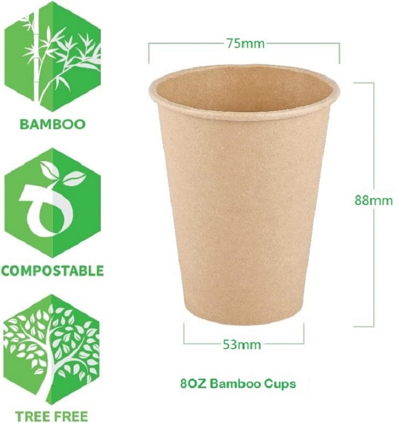 8 uncji Papierowe kubki z włók – Bamboo Cutlery Travel recenzja i cena